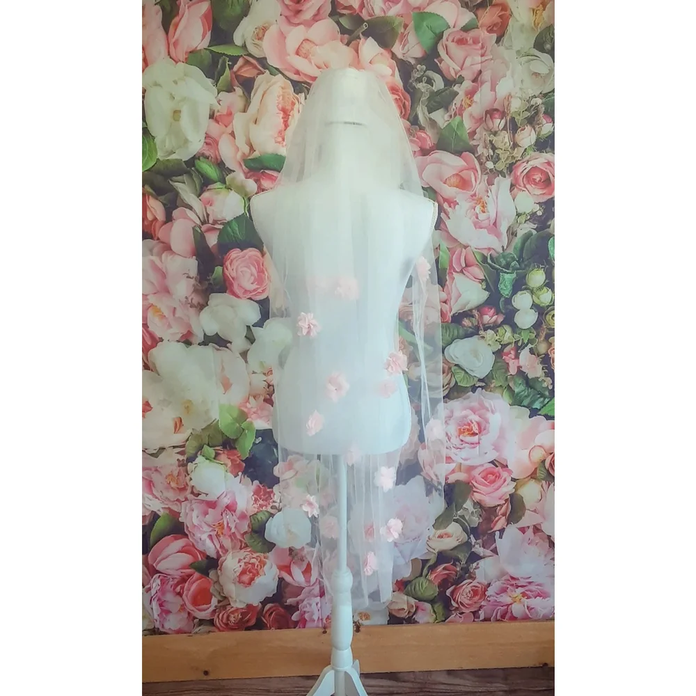 New Floral Fantasy Wedding Veil, 3D flowers on Soft Italian Tulle Bride Bridal